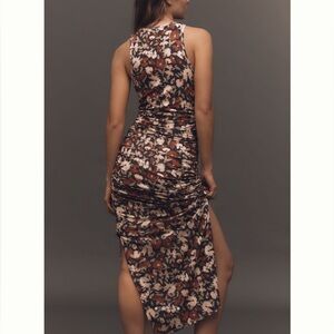 Anthropologie Sleeveless Cutout Slim Column Midi Dress Black Floral NEW Small